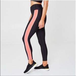 Soul Soul Cycle Color Block leggings, black with Peony Stripe. Medium